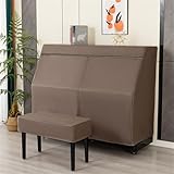ZcxTry Housse De Piano Droit en Cuir avec Housse De Tabouret, Housse De Piano Complète Anti Poussière Et Imperméable, Housse De Protection Universelle en Cuir pour Piano Droit, Noir,03,Double Stool