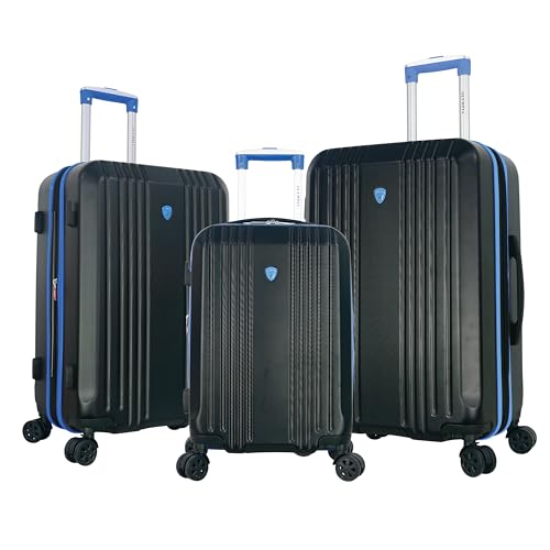 Olympia U.S.A. Apache 3-Piece Expandable Lightweight Hardside Luggage Set with Double 4 Wheels Spinner Suitcase and Hidden Laptop Compartment, Black/Blue