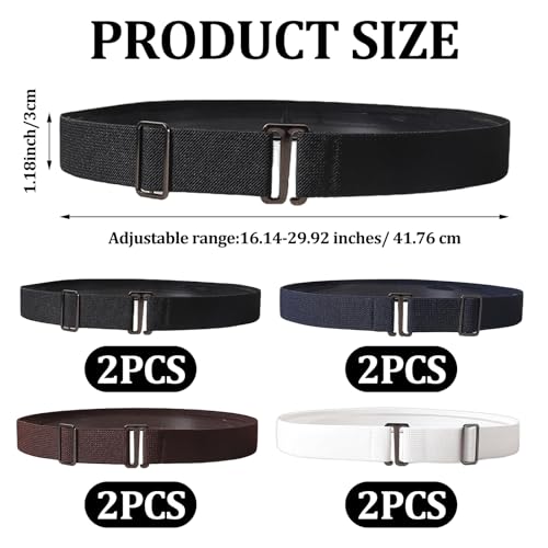 8 Belts for Women, Elastic Belts for Women, Elastic Adjustable, Invisible Buckle, Widely Suitable for Jeans, Dresses, Etc., Practical Gifts for Family and Friends (4 Colors)2