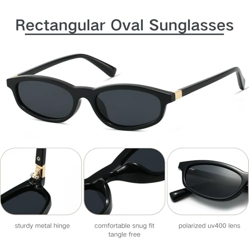 Image of Freckles Mark Polarized 90s Thin Narrow Sunglasses for Women Men Small Sun Glasses Plastic Frame