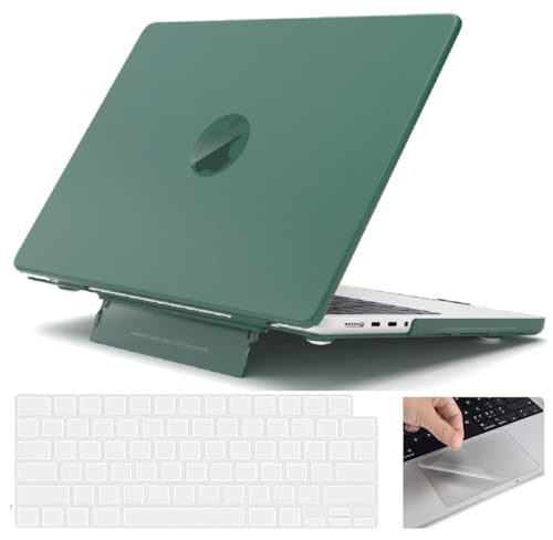 Image of Midkart Kickstand Case Compatible with MacBook Air 13.6 inch M5 M4 M3 M2 Release 2026-2022 A3449 A3240 A3113 A2681 Hard Shell Cover Keyguard Dust Plugs for MacBook Air 13 inch Case, Matte Green