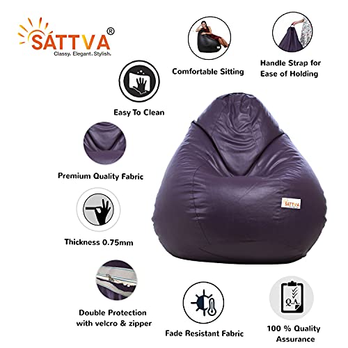 Image of Sattva Classic Teardrop Shape Bean Bag Cover (Without Beans) XL Size - Purple