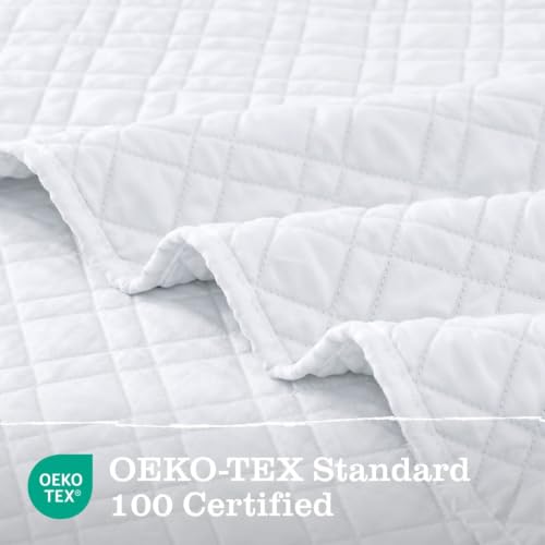 Queen Quilt Set with Shams Lightweight Quilted Bedspread Coverlet Thin Comforter Bed Cover Vintage Washed Quilted Blanket for All Season, Brushed Microfiber Diamond Stitching, Linen White, 88"x92" by DOWN HOME - Used condition - Image 5