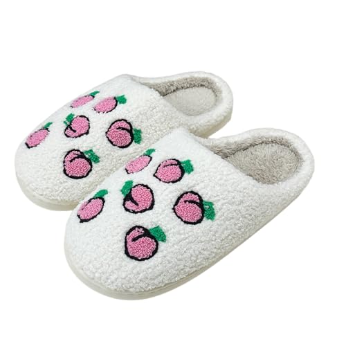 Image of Women's Men's Cute Fuzzy Heart Slippers Memory Foam Fluffy Couple Slippers Cozy House Indoor Outdoor Shoes