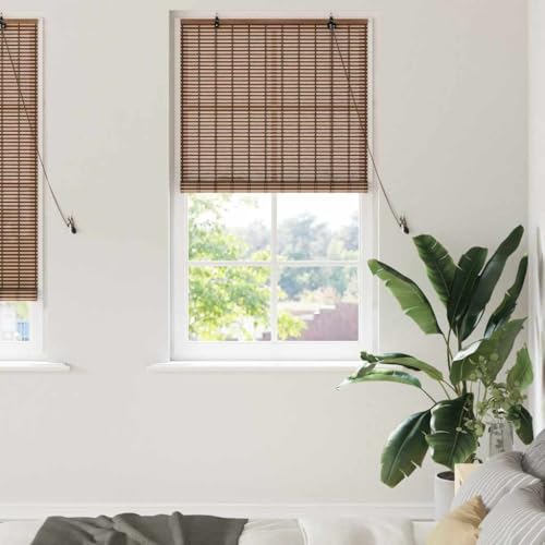 Persiana Enrollable Contiene Bambú Natural, Filtrado De Luz Y Control Manual, Estor Ventana, Estores Para Ventanas, Adecuada Para Salón Y Dormitorio, Marrón, 90 x 220 cm, Superficie Texturizada