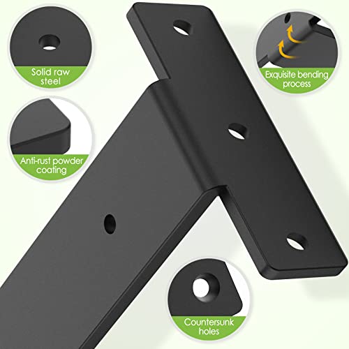 Wengus Floating Shelf Bracket, 10 Inch Heavy Duty Hidden Shelf Brackets For Floating Wood Shelves, Black Metal L Bracket For Diy Kitchen Farmhouse Shelves, With Mounting Hardware, 4 Pack #TOP4
