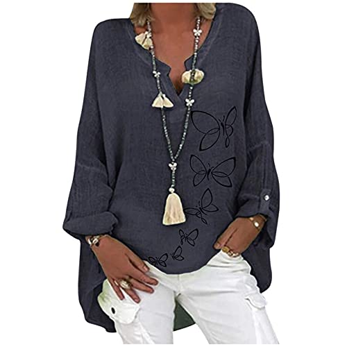 XiuLi Damen T-Shirts Kurzarm Sommer Tops Farbblock Side Split Shirts Rundhalsausschnitt (Color : Blue, Size : XL) Cover