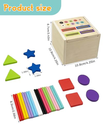 Image of Wooden Sorting Toys Montessori Color & Shape Sorter Preschool Learning Activities Fine Motor Skills Sensory Toys for Toddlers 2-5 Birthday Gifts for Boys and Girls (Colorful-Cube)
