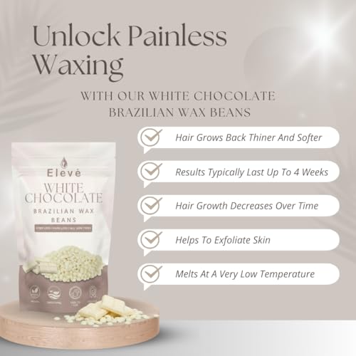 Image of Eleve Brazilian Wax For Smooth Hair Removal - For All Skin Types|Removes Tan, Dead Skin, Brightens & Moisturizes Skin|For Arms, Legs, Chest, And Full Body (White Chocolate) (50g)