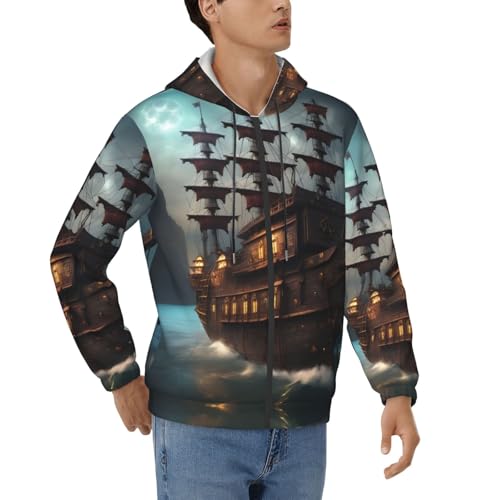 Sweat à capuche pirate pour homme avec cordon réglable et manches longues
