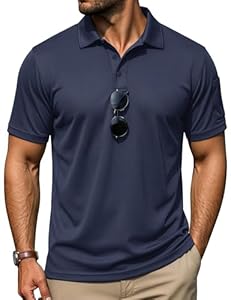 TACVASEN Herren Polohemd Schnelltrocknend Poloshirts Kurzarm Golf T Shirts Casual Sommer Polo Hemd (Dunkelblau, XL)