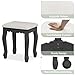 Vanity Desk with Mirror and Lights, Modern Vanity Makeup Table and Cushioned Stool Set with 4 Drawers, 3 Color Lighting Modes with Adjustable Brightness, Dressing Table Set for Bedroom (Black Vanity)