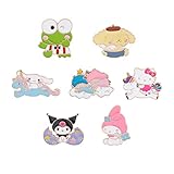 7pcs Kitty Cat Brooch Pins Cute Keroppi Enamel Lapel Pin Little Twins Star Pins Purin Backpack Jewel