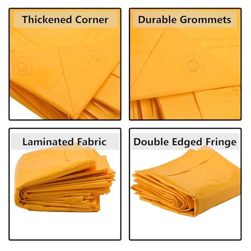 Image of Heart Home Tirpal (12x15 Feet) Waterproof Tarpaulin Sheet | 120 GSM Tadpatri | Eco-Friendly Tent Tirpal | Tharpai | Thadika | Lightweight Premium Tirpal | Yellow