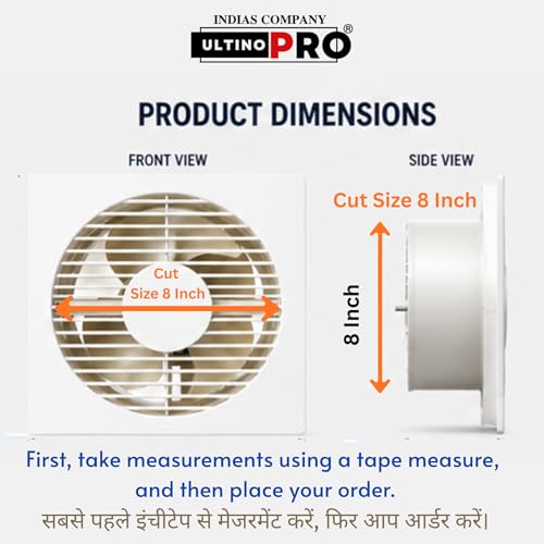 Image of 8 Inch Exhaust Fan for Kitchen & Bathroom | 200mm High Speed Ventilation Fan | Powerful Air Suction | Low Noise Operation | Rust Proof Body | Wall & Glass Mount | Energy Efficient | (IVORY)