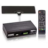 Five Star ATSC HD Digital TV Converter Box w/ 1080p HDMI Output, 40 Miles Over The Air(OTA) Flat Antenna & Amplifier, Daily/Weekly Scheduled PVR Recorder w. TV Control Learning Buttons