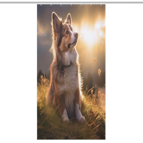 Chien rideau de douche lavable en machine rideaux de douche imperméable polyester 92x183 - 7