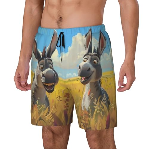 Funny Countryside Donkey Funny Men's Swim Trunks Board Shorts Quick Dry-3