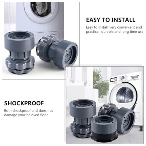 Image of Upgraded Anti-Vibration Pads Extra-Large Adjustable Feet for Washer, Dryer & Refrigerator, Shock Absorbing, Noise Cancelling & Pads, Used in Place Kitchen, Bathroom, Office, Living Room, Balcony, Gray