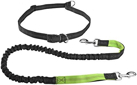 KiddyWoof Hands Free Dog Leash, Retractable Double Leash Dog Walking Lead with Adjustable Waist Belt and Strong Dual Handle Bungees up to 150 lb for Outdoor Running Walking Jogging Hiking