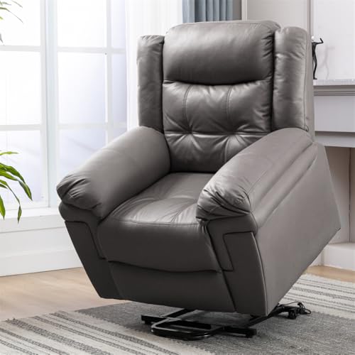 Techigher Power Massage Lift Chair, Power Lift Recliner Chair with Full-Body Vibration & Lumbar Heating, Power Lift Chair Electric Recliner with Timer Function, Side Pocket, Remote Control Grey