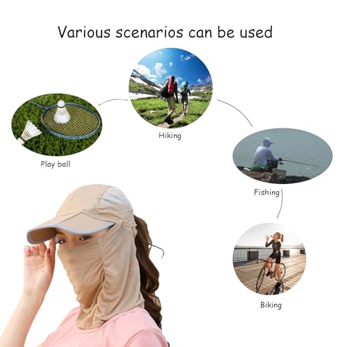 2 peças chapéus de sol femininos aba larga proteção UV viseira FPS 50+ chapéus de pesca, chapéu de v