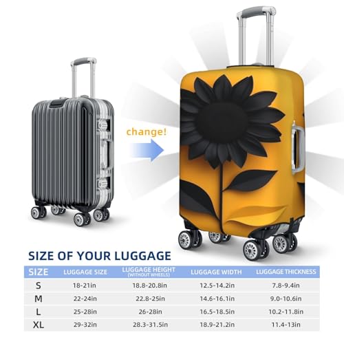 3d Black Sunflower Elastic Travel Luggage Covers Dustproof Scratch-Resistant Suitcase Protector Fit 22-24 Inch4