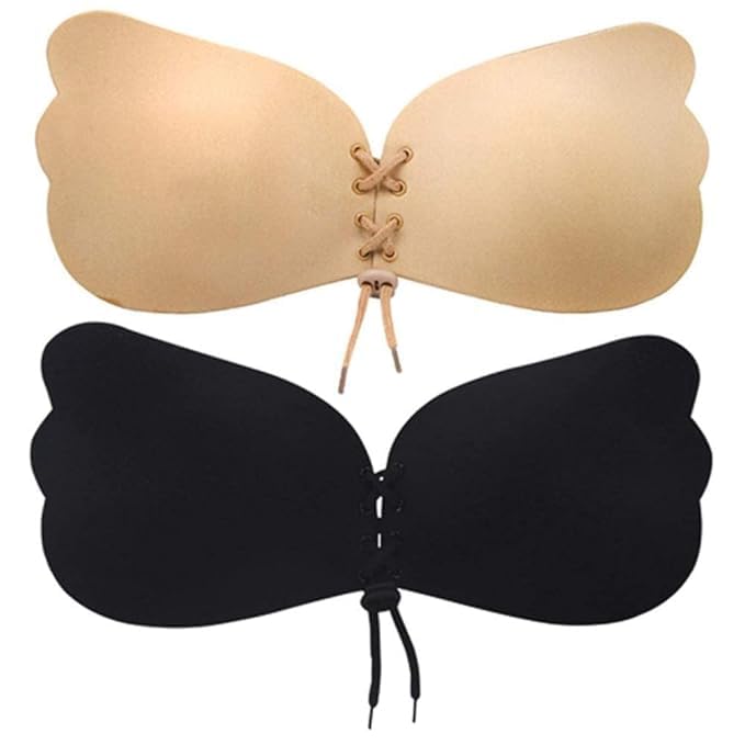Silicone Stick-On Bra, Strapless, Invisible Backless Push-Up Design, Adhesive Gel, for Women Nude