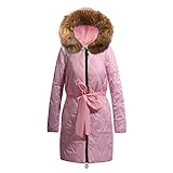 Reokoou Women's Lightweight Full-Zip Hooded Coat Winter Warm Cotton Mid-Length Jacket Belted...