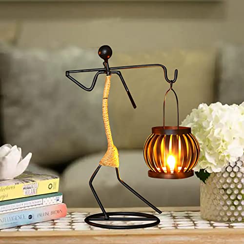 Image of LIFEHAXTORE Iron Candle Holder | Handmade Figurines | Home Decor Accessories - (Pack of 1, Black)