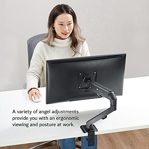 Image of Artikel Monitor Desk Mount | Adjustable Spring Assisted Monitor Arm | VESA Mount with C Clamp & Grommet Mounting Base | Computer Monitor Stand for Screen up to 27 inch | Economy Single Series | Black