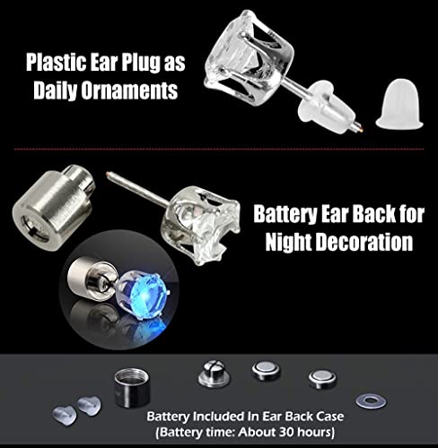 Ic Iclover 1 Pair Led Earrings Glowing Light Up Diamond Crown Ear Drop Pendant Stud Stainless Multi-Color For Party Hallowmas Thanksgiving Day Christmas -Blue #TOP3