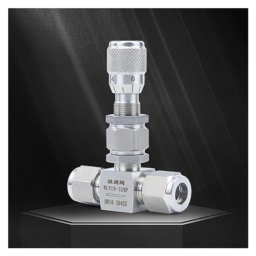 Vanne à pointeau coudée 1/4 compression inox 304 contrôle micrométrique