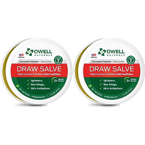 OWELL NATURALS Draw Salve–2oz Natural Powerful Salve, Provides Relief from Topical and Irritations, Splinters, Sores, Bee Stings,Foreign Objects Embedded in The Skin