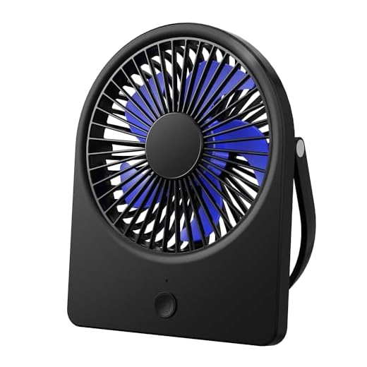 EasyAcc Mini Ventilatori da Tavolo 3 Velocità Silenzioso Ventilatore USB Portatile, Appendibile/Regolabile 180°/Potente/Stable Ventilatore Scrivania USB Personale per Ufficio Casa Cucina