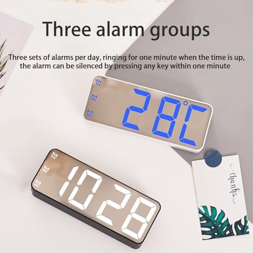 Image of Large Numbers LED Display, Electric Bedside Desk Clock with USB Charging, 7 Colors Lights, Three Sets of Alarms, Snooze Mode, Battery Power Saving Mode, Bedroom Living Room Alarm Clock, Black