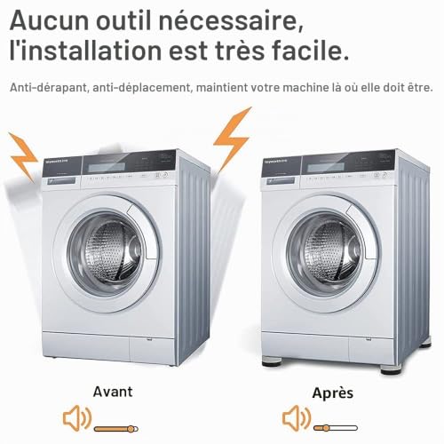 Anyingkai Patins Anti Vibration,Patin Anti Vibration Lave Linge,Pied Anti Vibration Machine a Laver,Anti Vibration Machine a Laver,Anti Vibration Machine à Laver Pieds (8.5) – vue 5