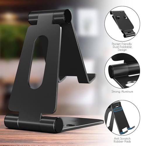 Image of APPUCOCO 360 Rotation, Foldable Design Mobile Stand with Metal Base, Multiple Height & Angle Compatible with Smartphones, Tablets