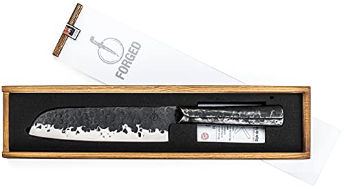 Forged Brute - Cuchillo Santoku 18 Cm, Hecho A Mano, En Caja De Madera