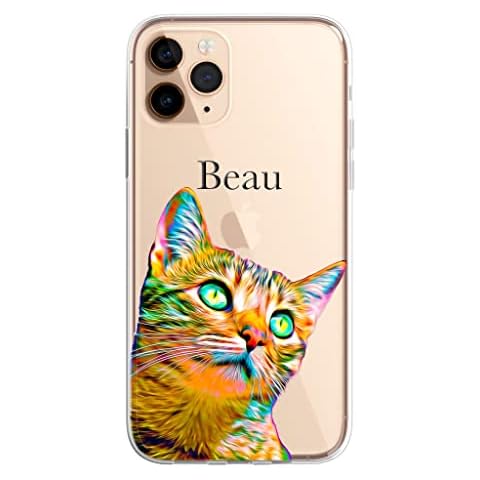 Pet Portrait Personalised Custom Phone Cover Case CLEAR Flexible - Brush Style Dog Cat Animal for iPhone-Samsung Galaxy S8 - Rainbow Style Cover