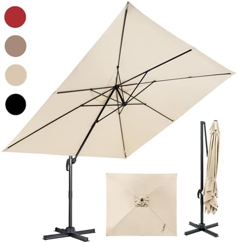 RELAX4LIFE Parasol Déporté Rectangulaire 3x3M, Parasol de Jardin ...