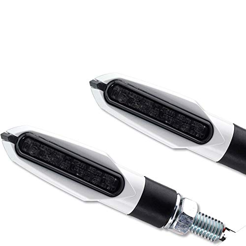 Mini clignotants LED pour moto - Blanc - Noir - Avant arrière - Certifié E - 12 V - 1 paire