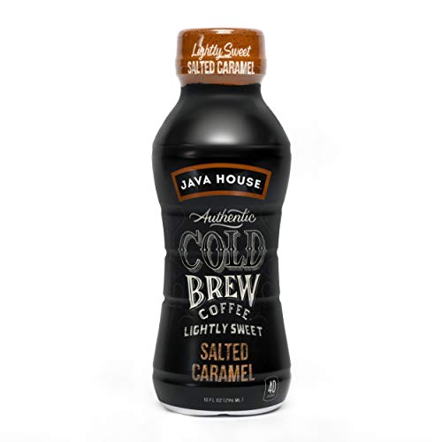 JAVA HOUSE Authentic Cold Brew Coffee, Lightly Sweetened Salted Caramel, 10 Ounce (Pack of 12) Ready to Drink