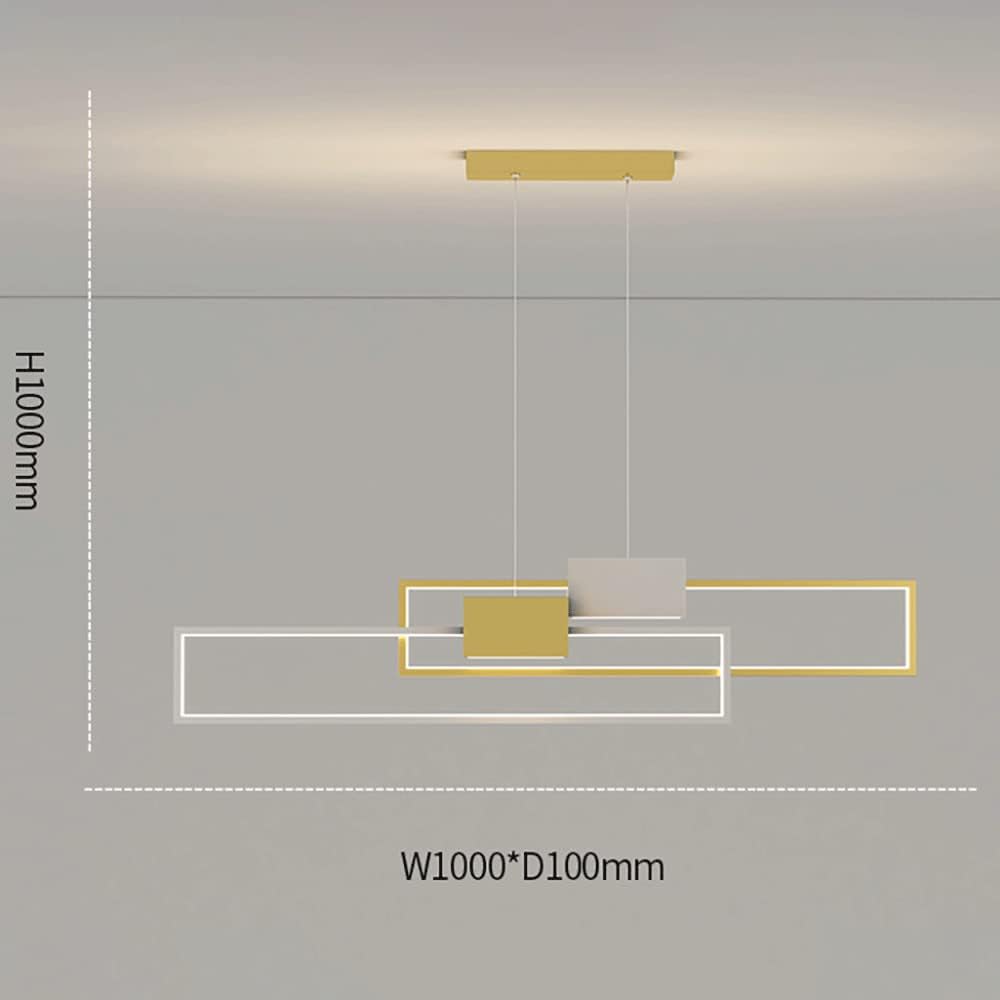 Rectangular Linear Pendant Light Fixture, Modern 42W LED Dining Room Hanging Lamp, Metal Long Decorative Lighting Suspension Lamps, Minimalist Kitchen Island Strip Chandeliers