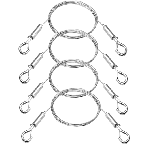 Image of 4 Pack Adjustable Picture Hanging Wire Kit, 1m x1.5mm Heavy Duty Mirror Frame Hanging Kit Stainless Steel Wire Rope, Supports Up to 66lbs for Hanging Pictures Artwork