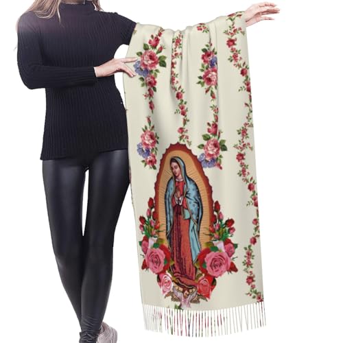 Virgen de Guadalupe Blanket Scarf Catholic Gifts Virgin Mary Shawl Wrap for Women Our Lady of Guadalupe Womens Shawl3