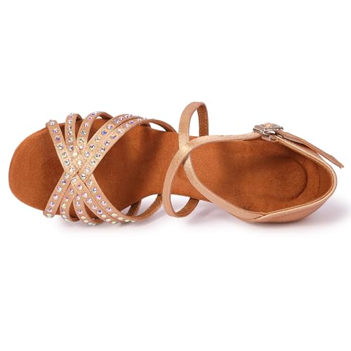 Rhinestone Ballroom Dance Shoes Women Latin Salsa Dancing Shoes Practice Dance Heels ZB062