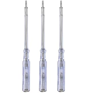 com-four® 3X testeur de Tension VDE - testeur de Phase à Fente avec Tournevis - testeur de Courant Multi-Outil - 19 cm (3 pièces - testeur de Tension 19cm)