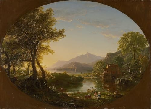 XcBAIHOUD Reproducción de lienzo Mural Pintura Cuadros Popular il tramonto del mulino di Thomas Cole para Decoración de Paredes 60x90cm