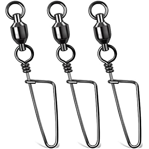 SILANON Saltwater Fishing Swivels Stainless Steel- 20pcs Ball Bearing Swivel High-Strength Duo Lock Connectors Snaps Nickle Coated Fishing Tackle Kit Cover